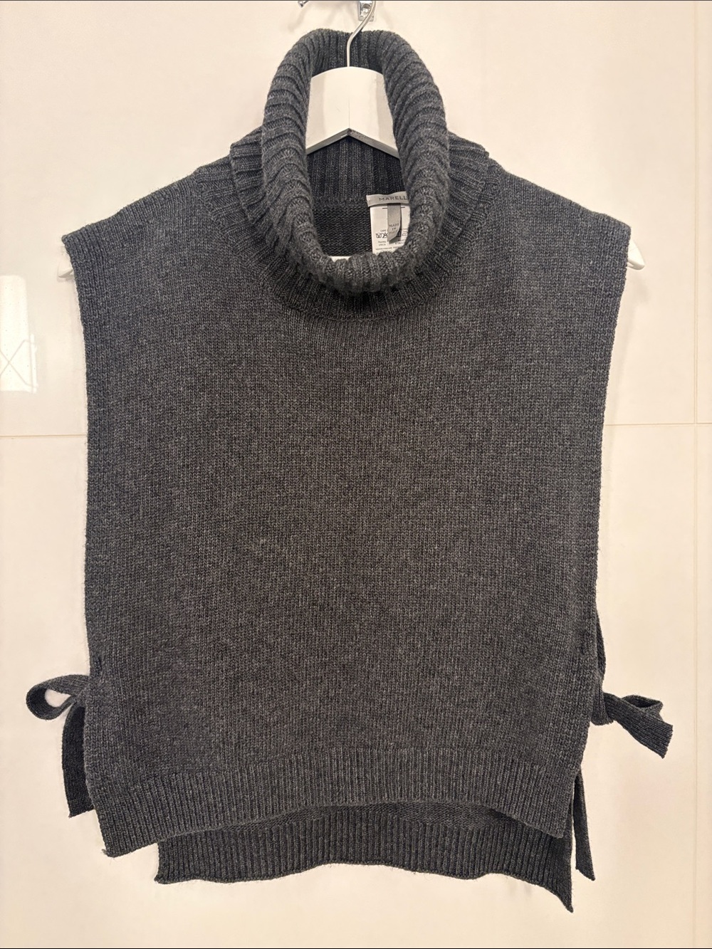 Marbella Italian Ladies Turtleneck Side Tie Grey Vest